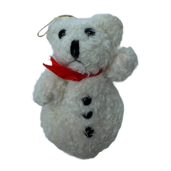 Set of 6 Plush Stuffed Teddy Bear Christmas Tree Ornaments 5" Brown Ivory - Picture 3 of 6